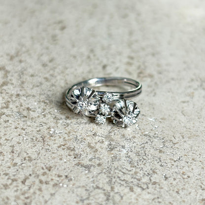 Bague Toi & Moi Vintage - Or Blanc 750 & Diamants