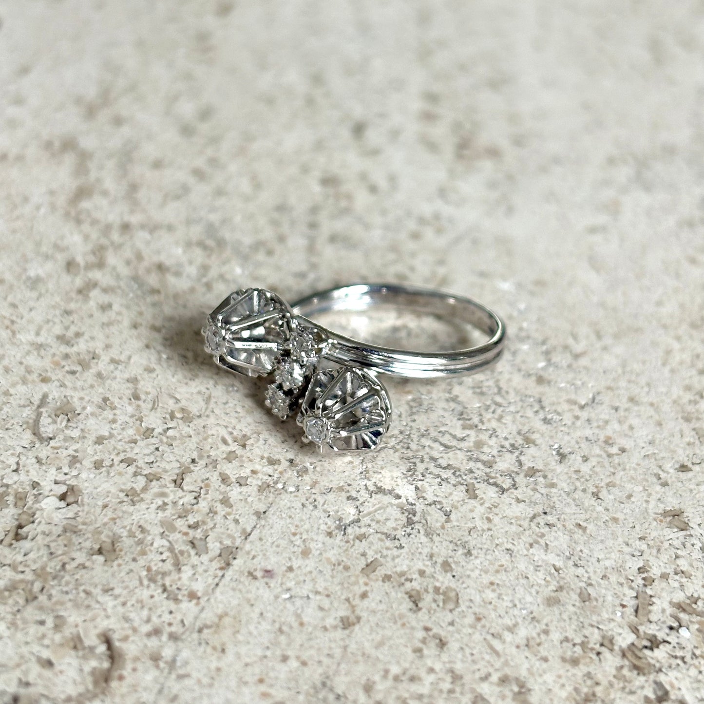 Bague Toi & Moi Vintage - Or Blanc 750 & Diamants