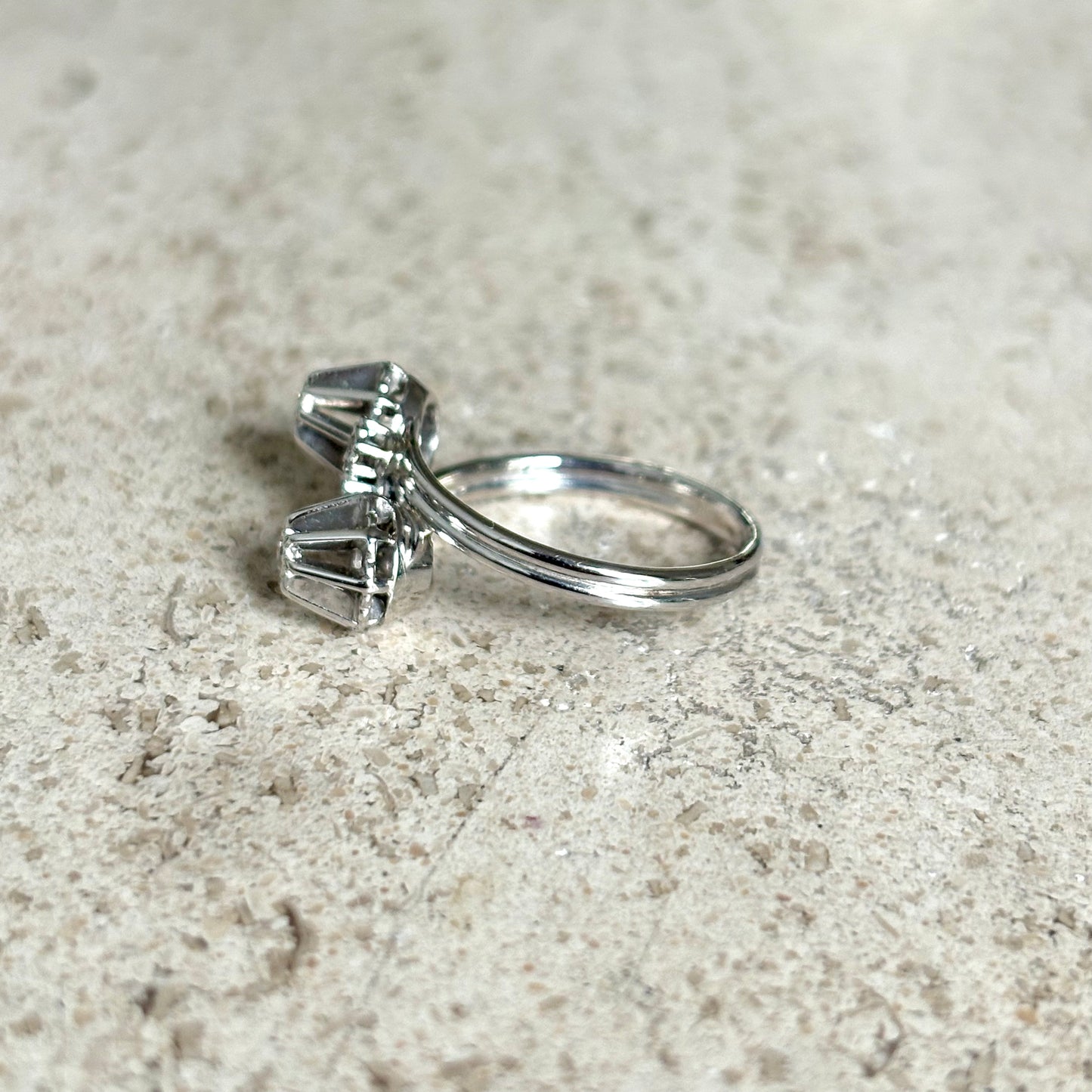 Bague Toi & Moi Vintage - Or Blanc 750 & Diamants