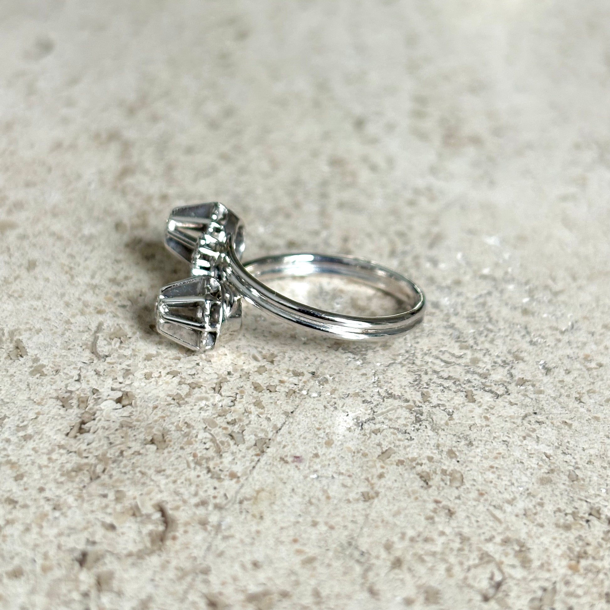 Bague Toi & Moi Vintage - Or Blanc 750 & Diamants
