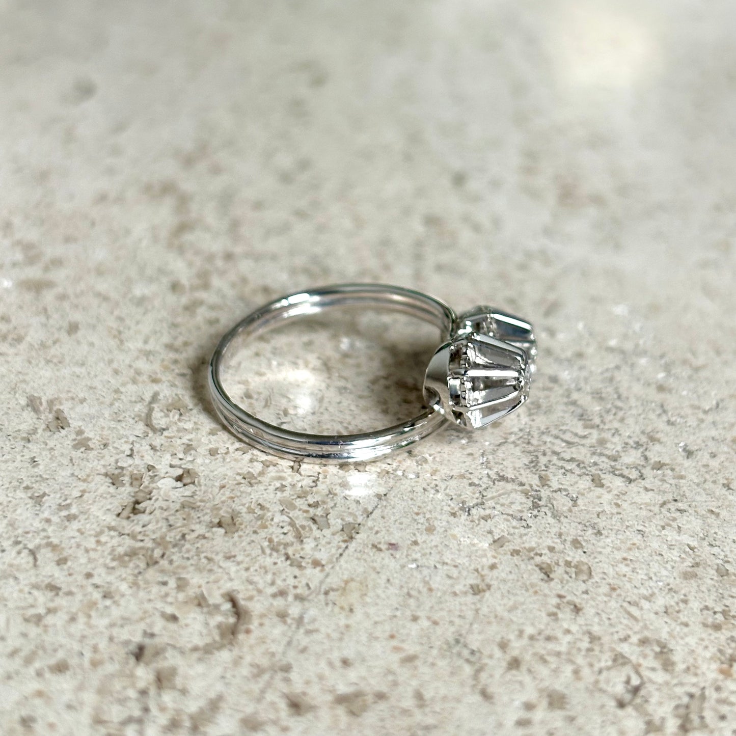 Bague Toi & Moi Vintage - Or Blanc 750 & Diamants