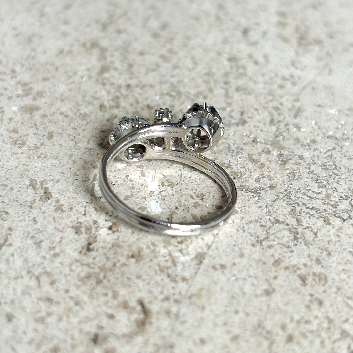 Bague Toi & Moi Vintage - Or Blanc 750 & Diamants