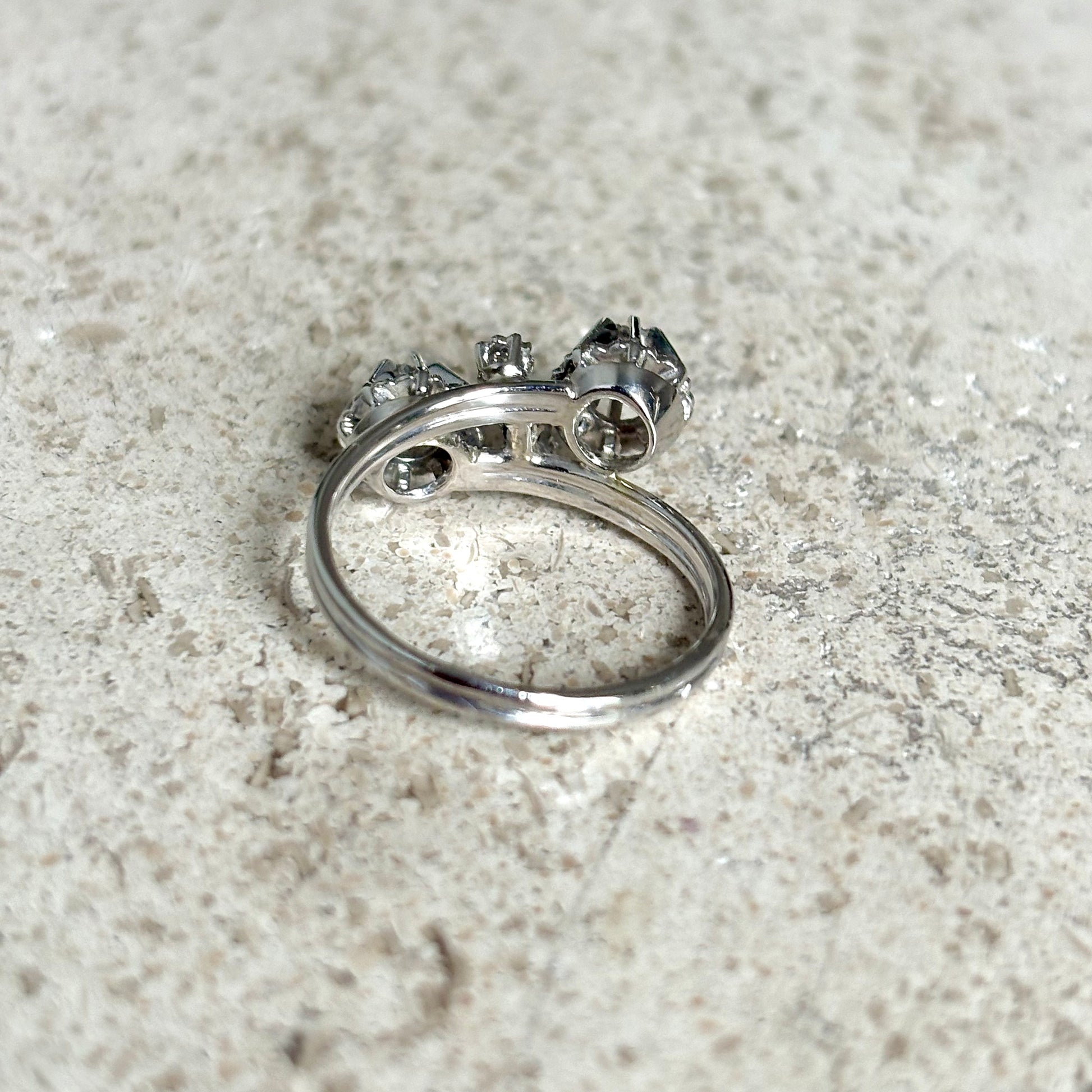 Bague Toi & Moi Vintage - Or Blanc 750 & Diamants
