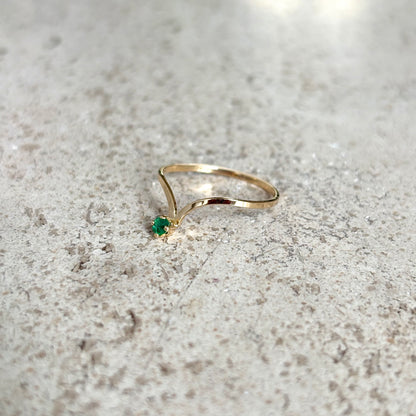 Bague V - Or Jaune 750 & Émeraude
