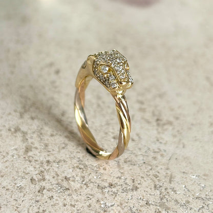 Bague Panthère - 3 Ors & Diamants