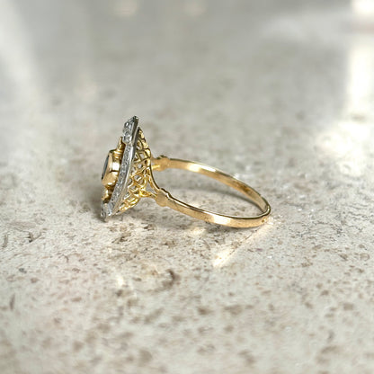 Bague Vintage Art Déco - Or Jaune 750 Saphir & Diamants