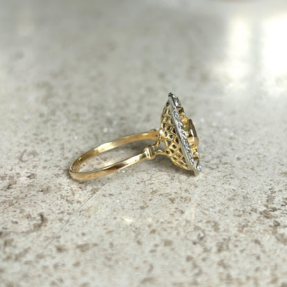 Bague Vintage Art Déco - Or Jaune 750 Saphir & Diamants