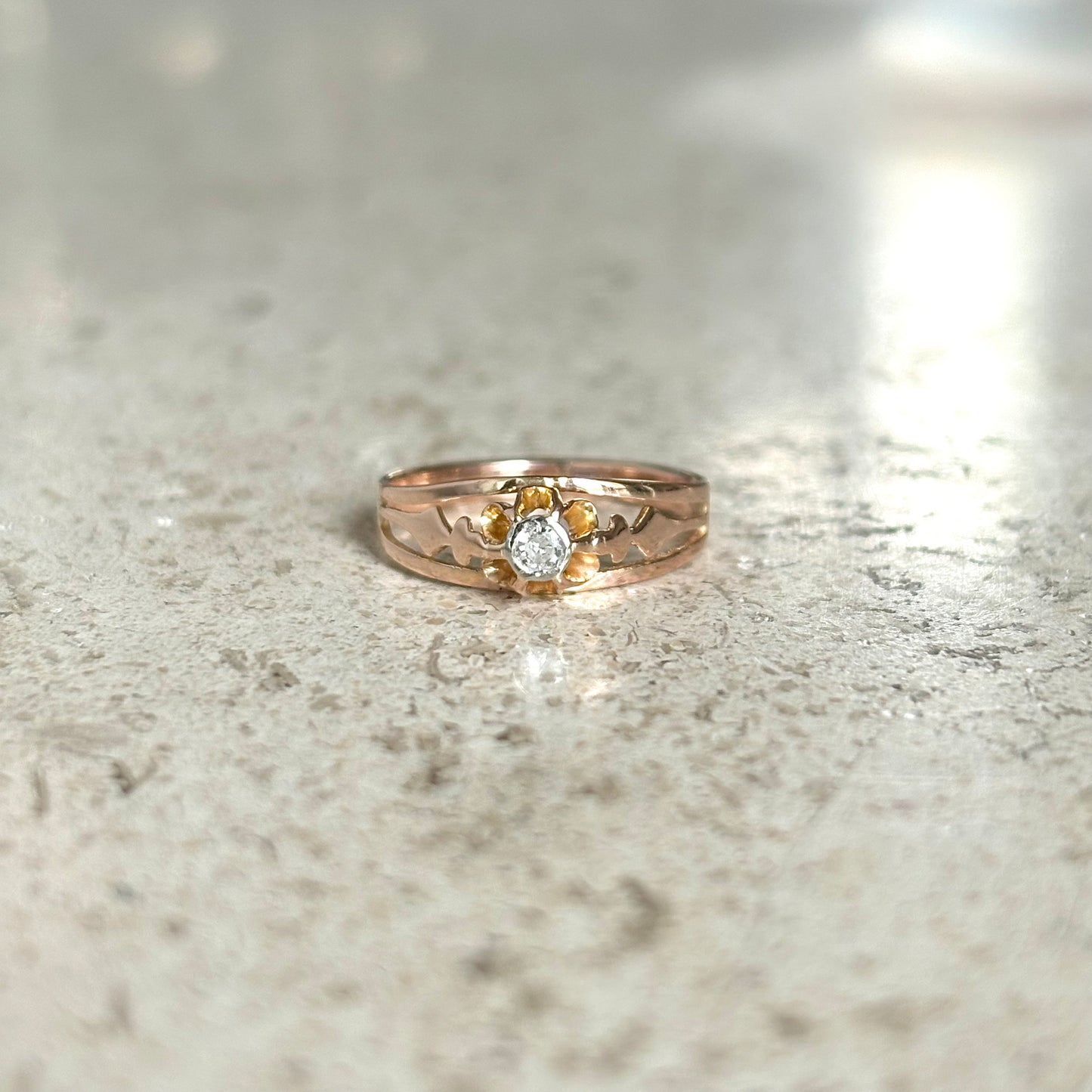 Bague Solitaire Vintage - Or Rose 750 & Diamant