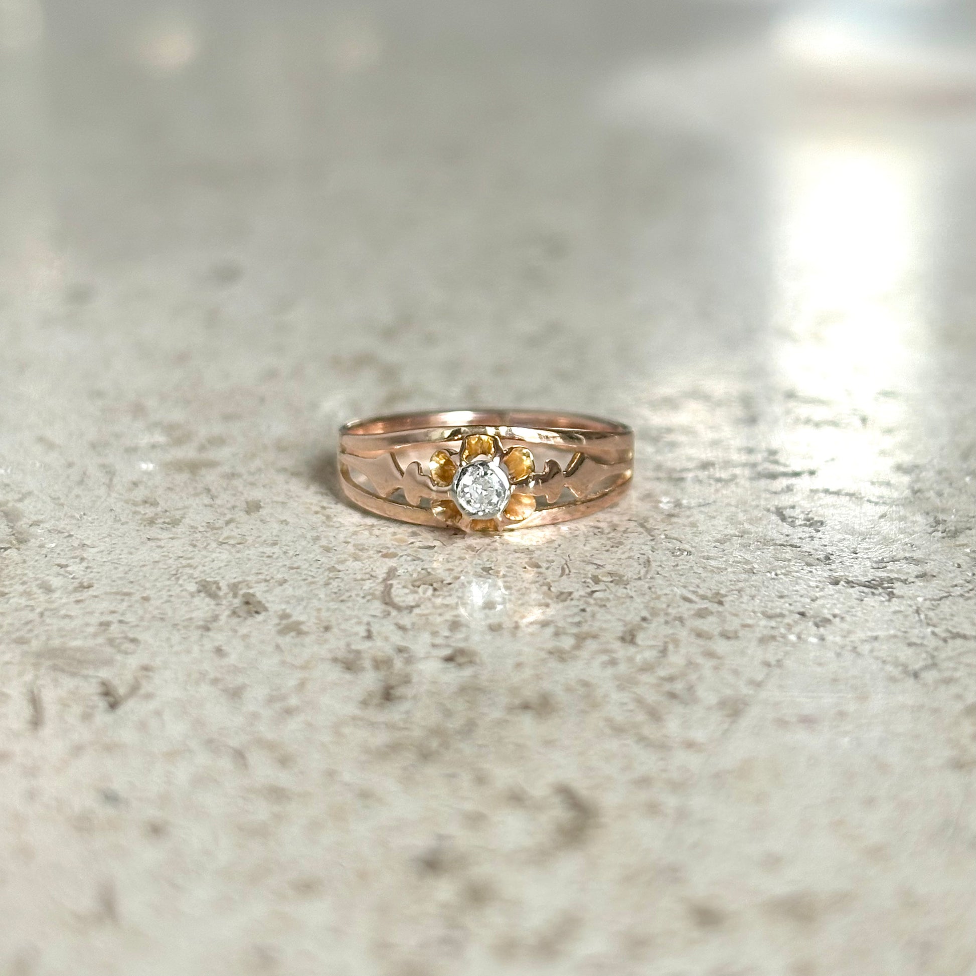 Bague Solitaire Vintage - Or Rose 750 & Diamant