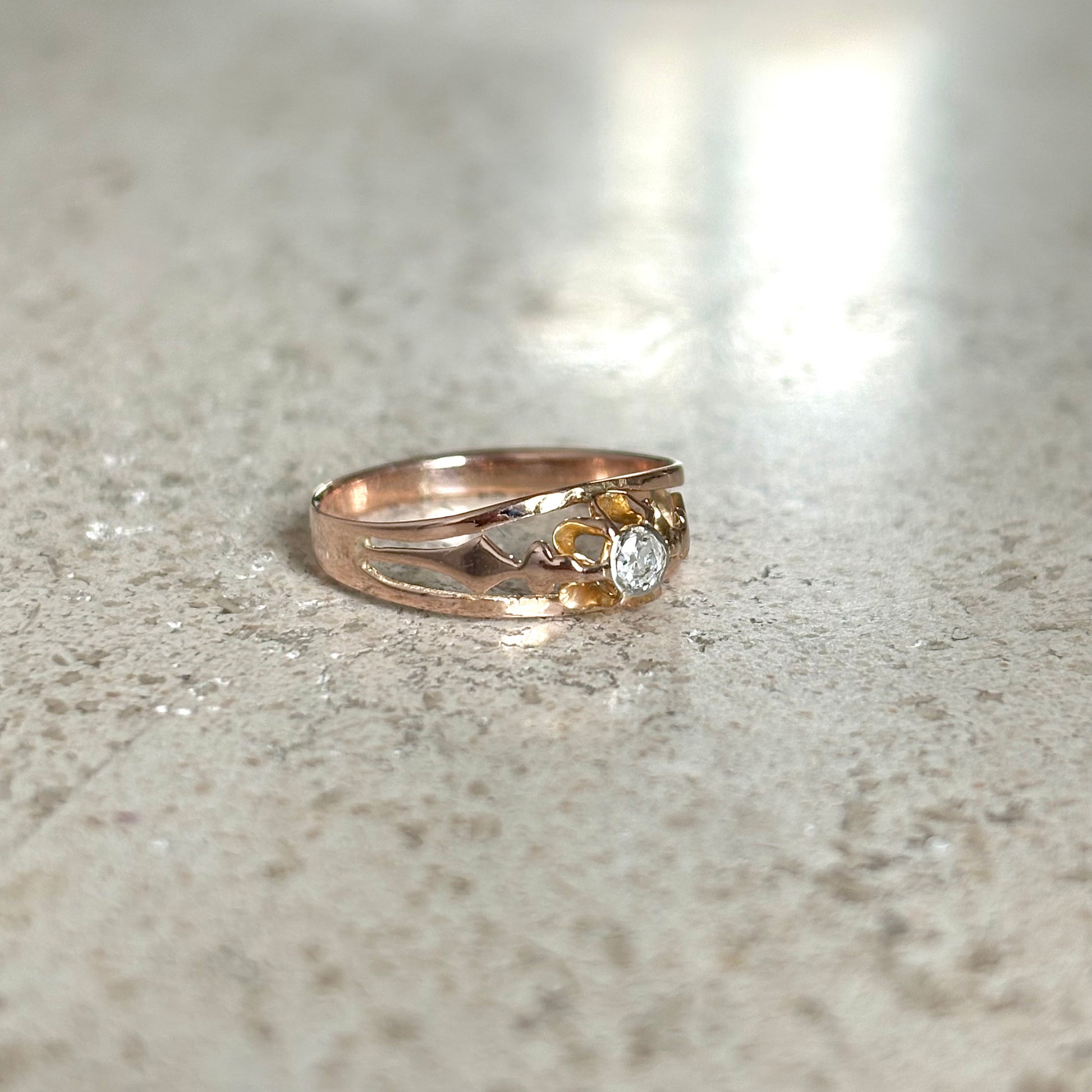 Bague Solitaire Vintage - Or Rose 750 & Diamant