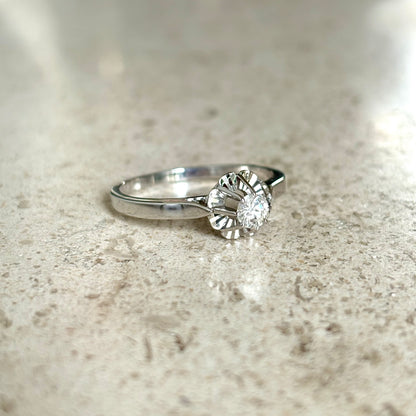 Bague Solitaire Vintage - Or Blanc 750 & Diamants