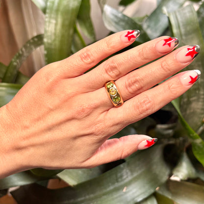 Bague Jonc - Or Jaune 750 Citrines & Péridots