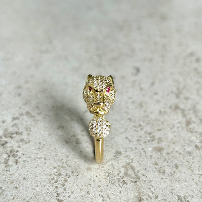 Bague Panthère - Or Jaune 750 & Zircons