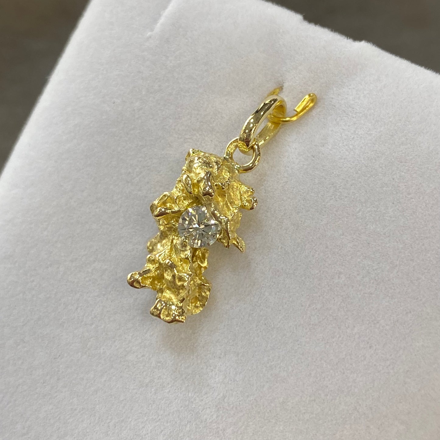 Pendentif Pépite - Or Jaune 750 & Diamant Création Fremont