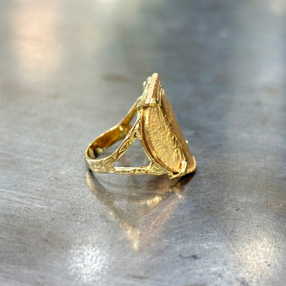 Bague Pièce - Or Jaune 750 & Pièce Or 20 Francs Marianne Coq
