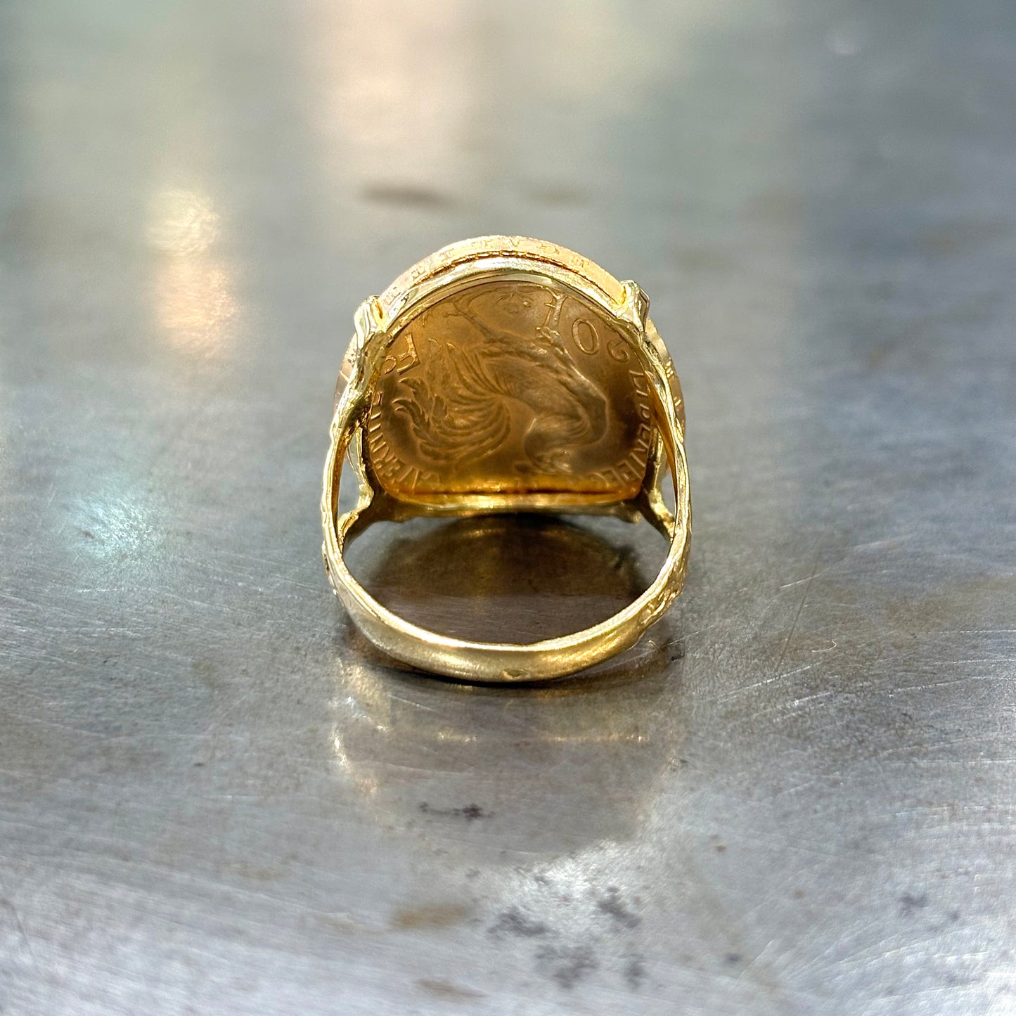 Bague Pièce - Or Jaune 750 & Pièce Or 20 Francs Marianne Coq