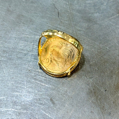 Bague Pièce - Or Jaune 750 & Pièce Or 20 Francs Marianne Coq