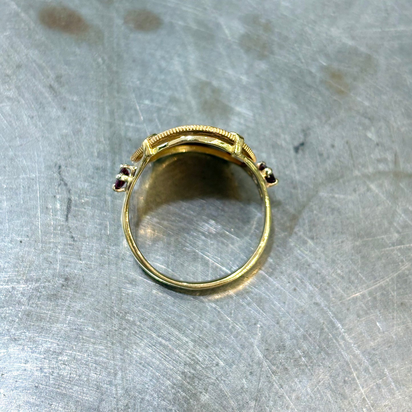 Bague Pièce - Or Jaune 750 & Pièce 10 Francs Napoléon & Rubis