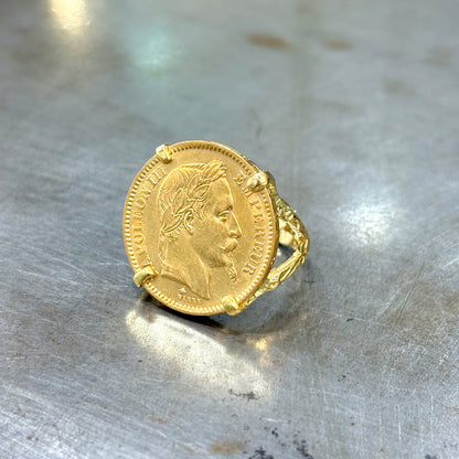 Bague Pièce - Or Jaune 750 & Pièce Or 20 Francs Napoléon