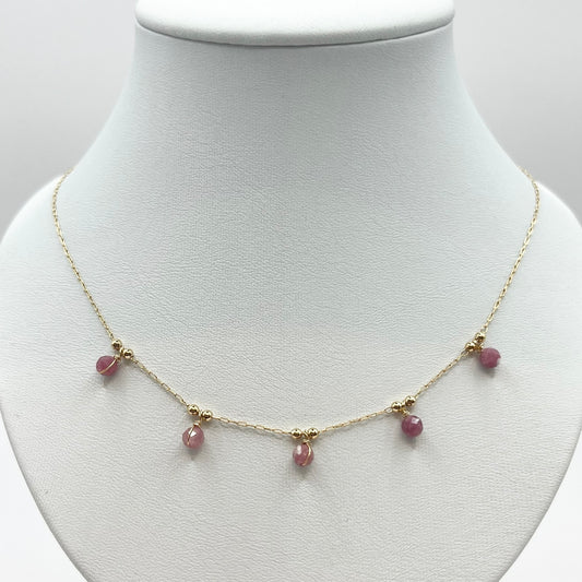 Collier Zunesha - Plaqué Or 750 & Tourmalines Roses Neuf