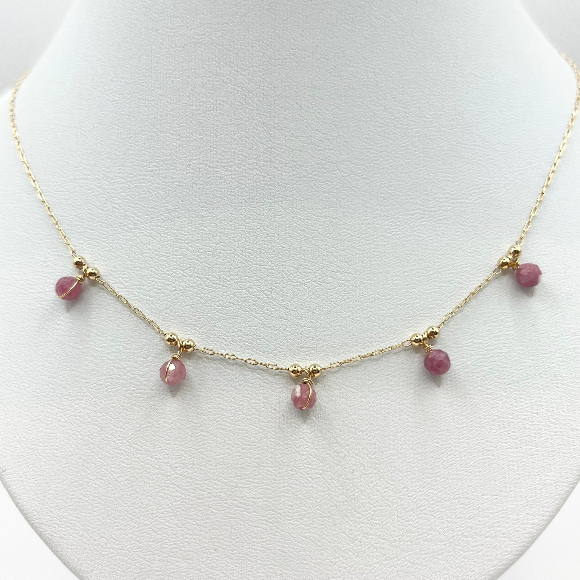 Collier Zunesha - Plaqué Or 750 & Tourmalines Roses Neuf