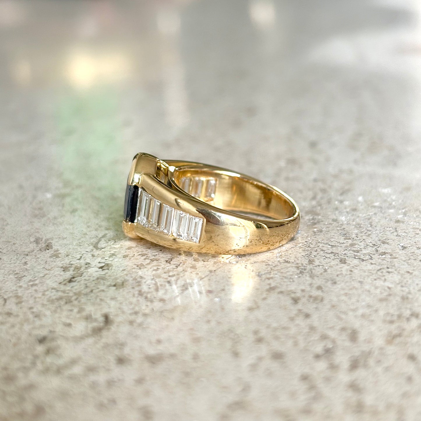 Bague Jonc - Or Jaune 750 Saphir & Diamants