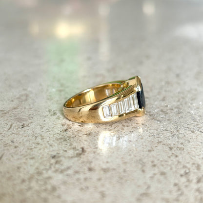 Bague Jonc - Or Jaune 750 Saphir & Diamants