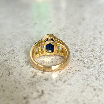 Bague Jonc - Or Jaune 750 Saphir & Diamants