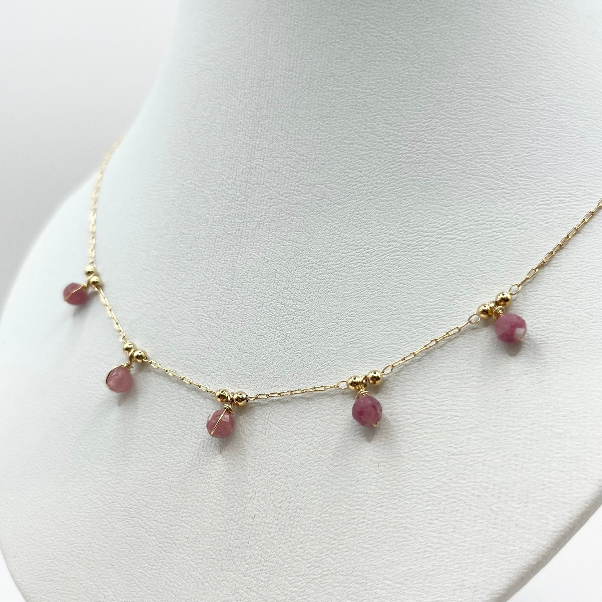 Collier Zunesha - Plaqué Or 750 & Tourmalines Roses Neuf