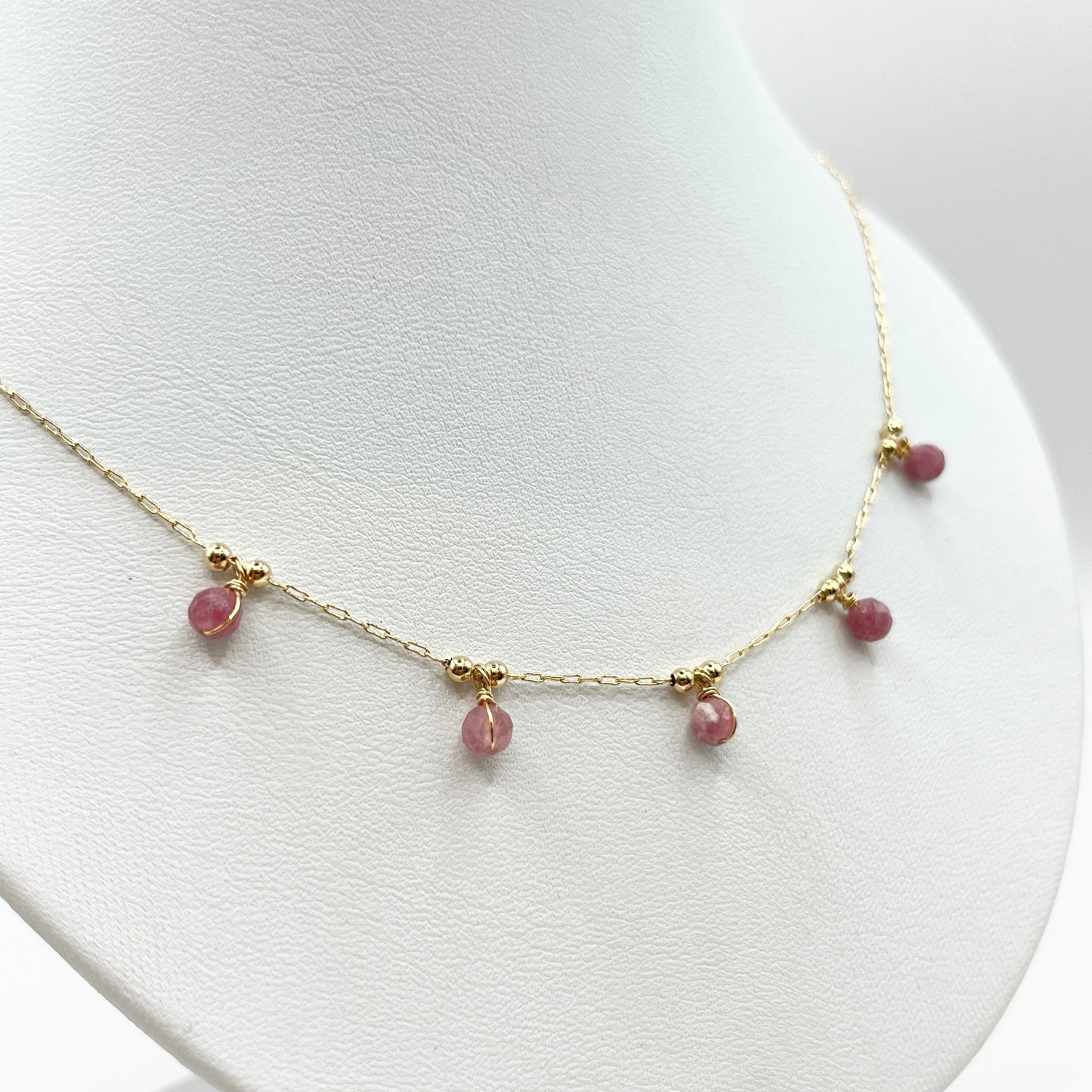 Collier Zunesha - Plaqué Or 750 & Tourmalines Roses Neuf