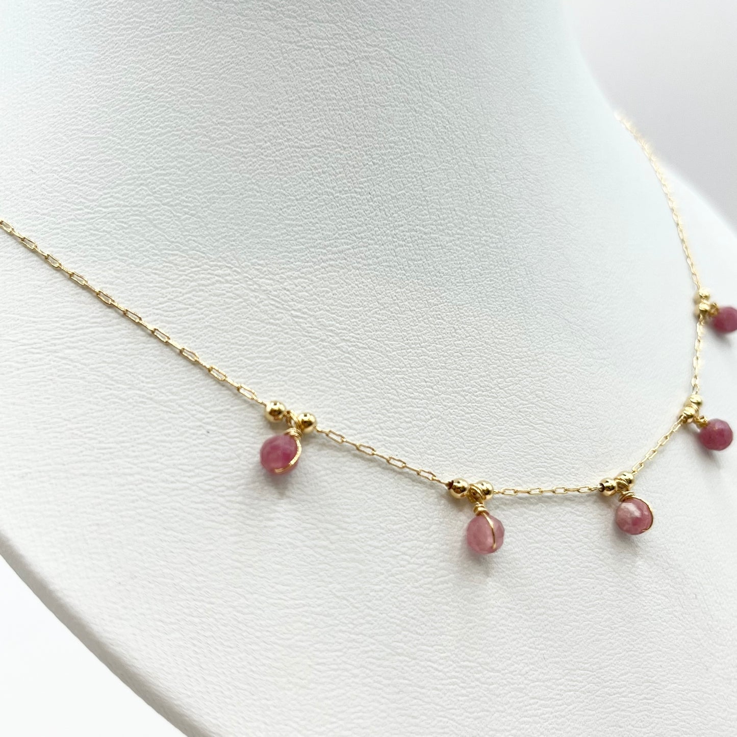 Collier Zunesha - Plaqué Or 750 & Tourmalines Roses Neuf