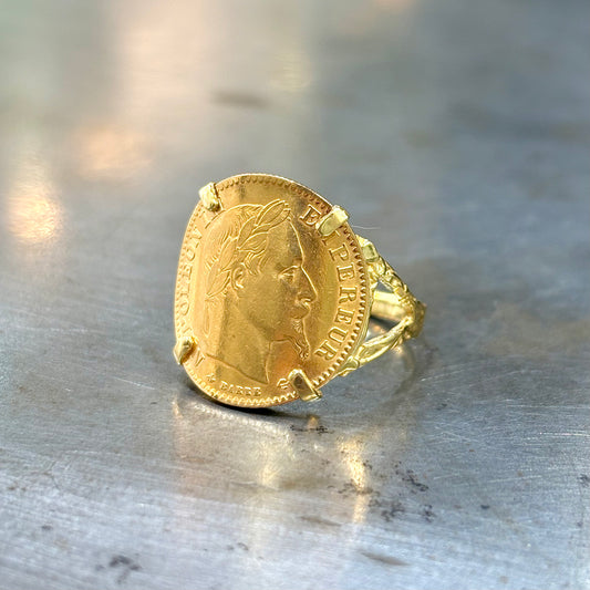 Bague Pièce - Or Jaune 750 & Pièce Or 10 Francs Napoléon