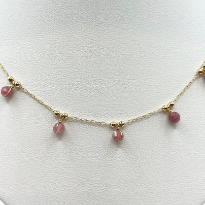 Collier Zunesha - Plaqué Or 750 & Tourmalines Roses Neuf