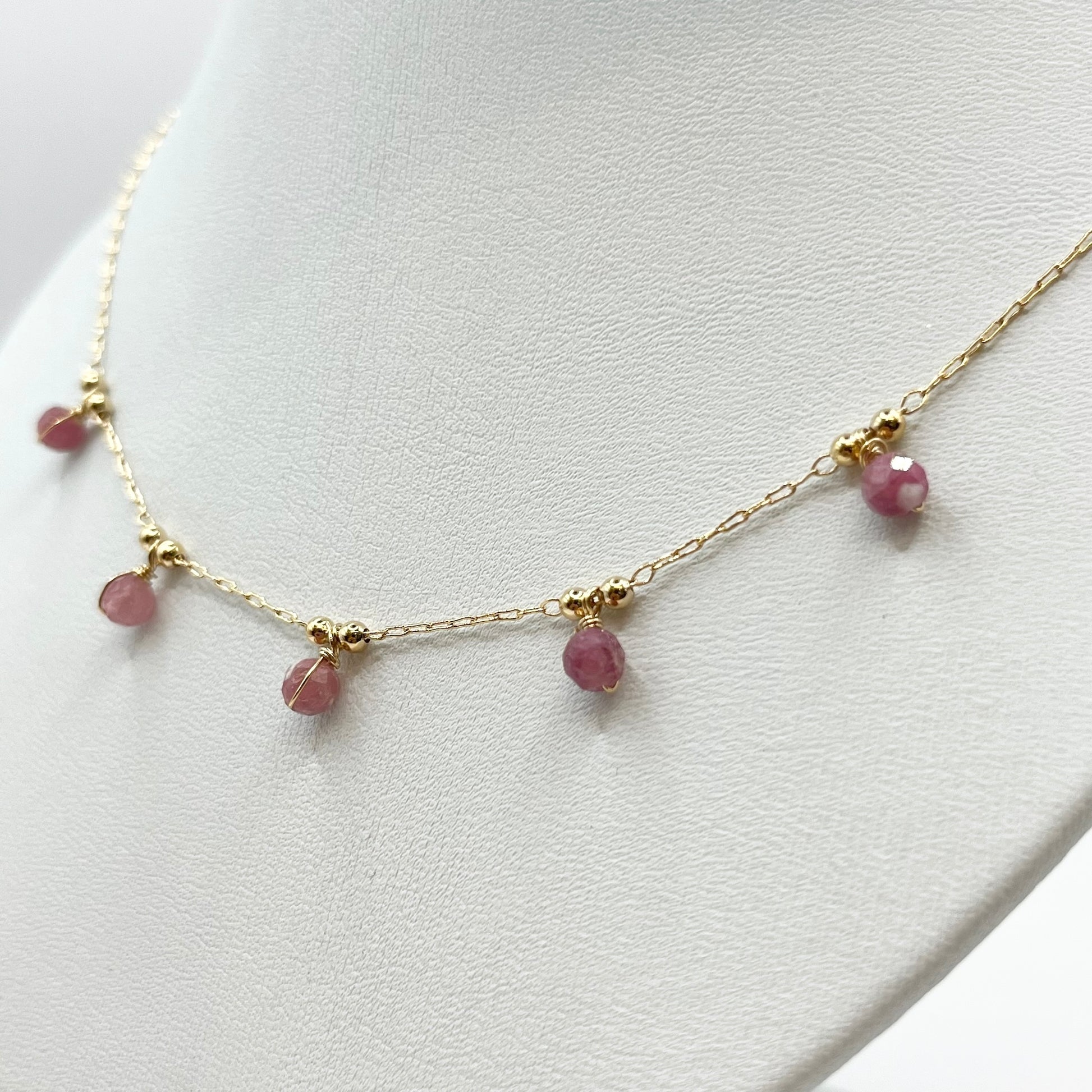 Collier Zunesha - Plaqué Or 750 & Tourmalines Roses Neuf