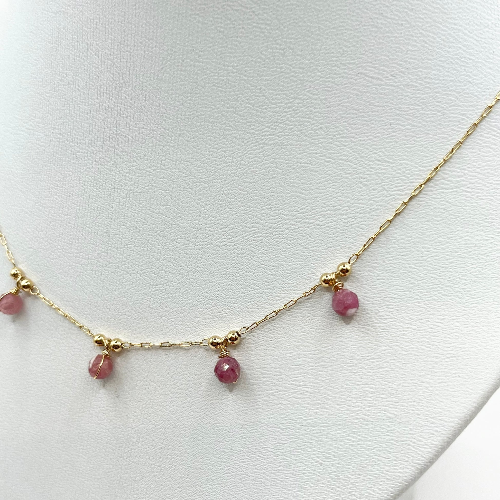 Collier Zunesha - Plaqué Or 750 & Tourmalines Roses Neuf