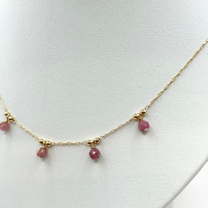 Collier Zunesha - Plaqué Or 750 & Tourmalines Roses Neuf