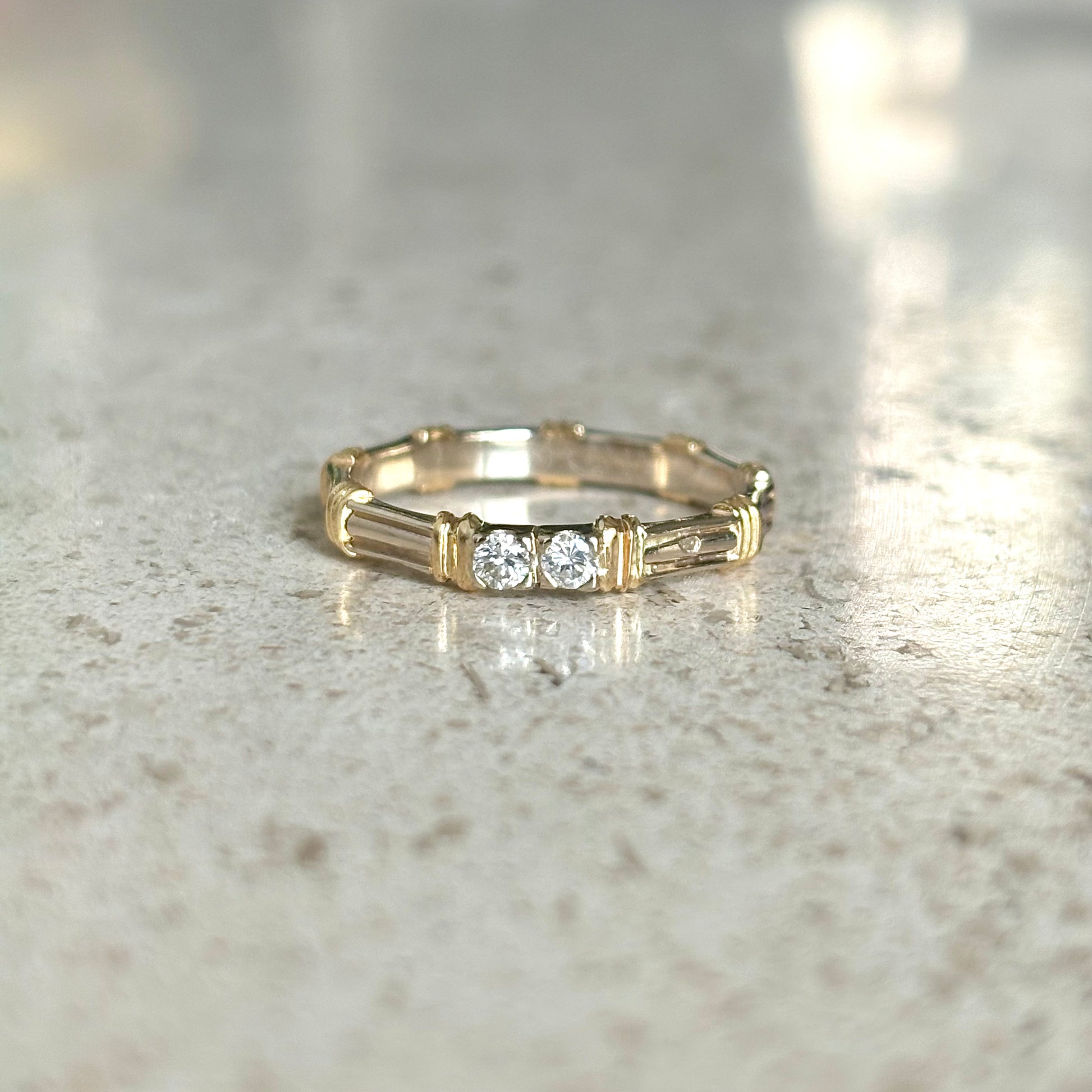 Bague Alliance Bicolore - Or Jaune/Blanc 750 & Diamants