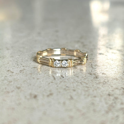 Bague Alliance Bicolore - Or Jaune/Blanc 750 & Diamants