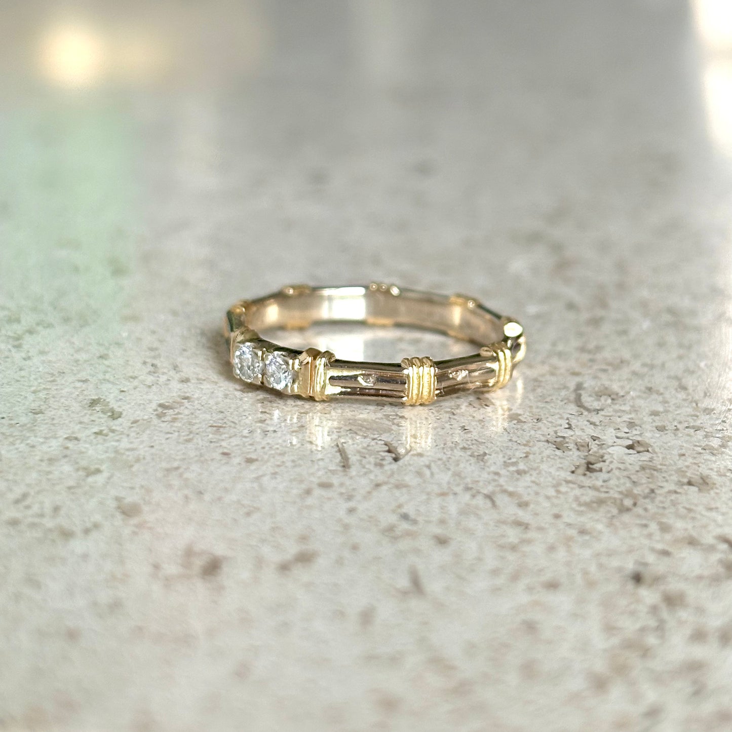 Bague Alliance Bicolore - Or Jaune/Blanc 750 & Diamants