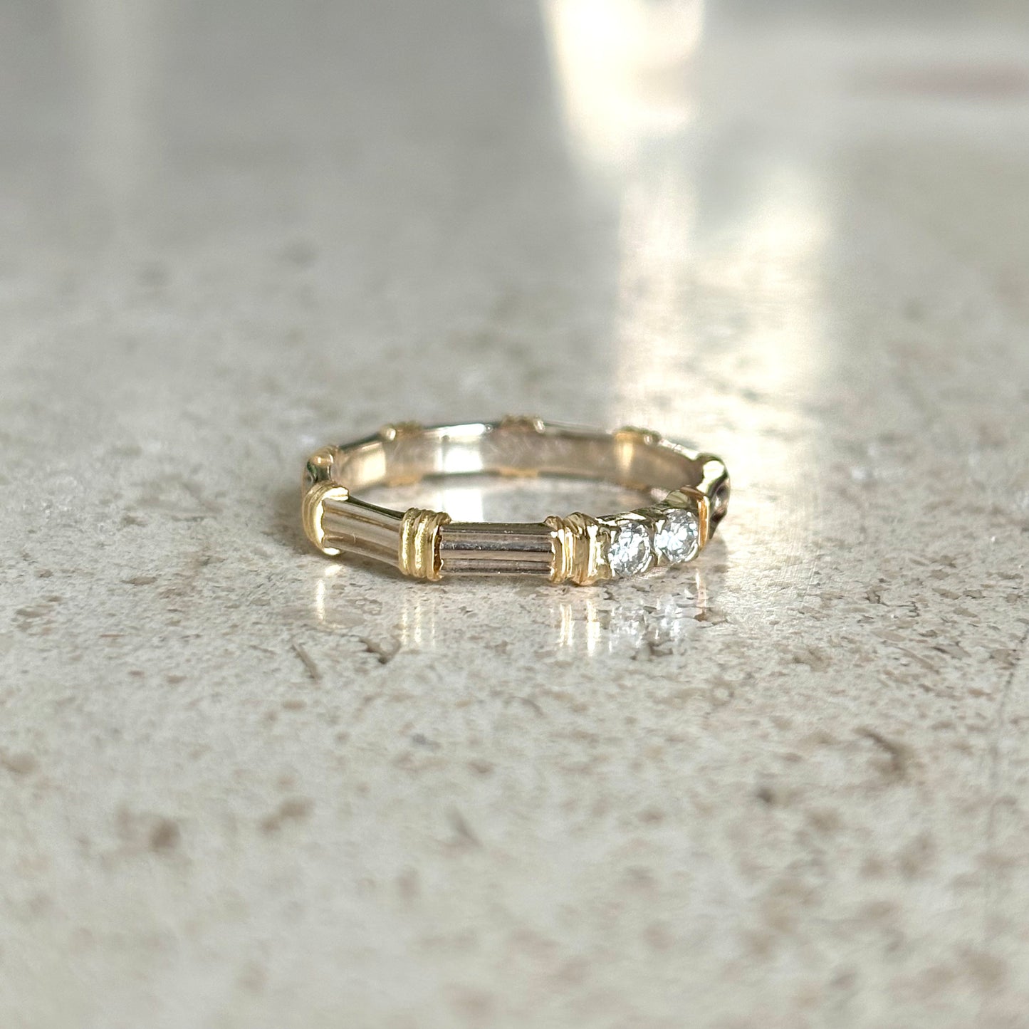 Bague Alliance Bicolore - Or Jaune/Blanc 750 & Diamants