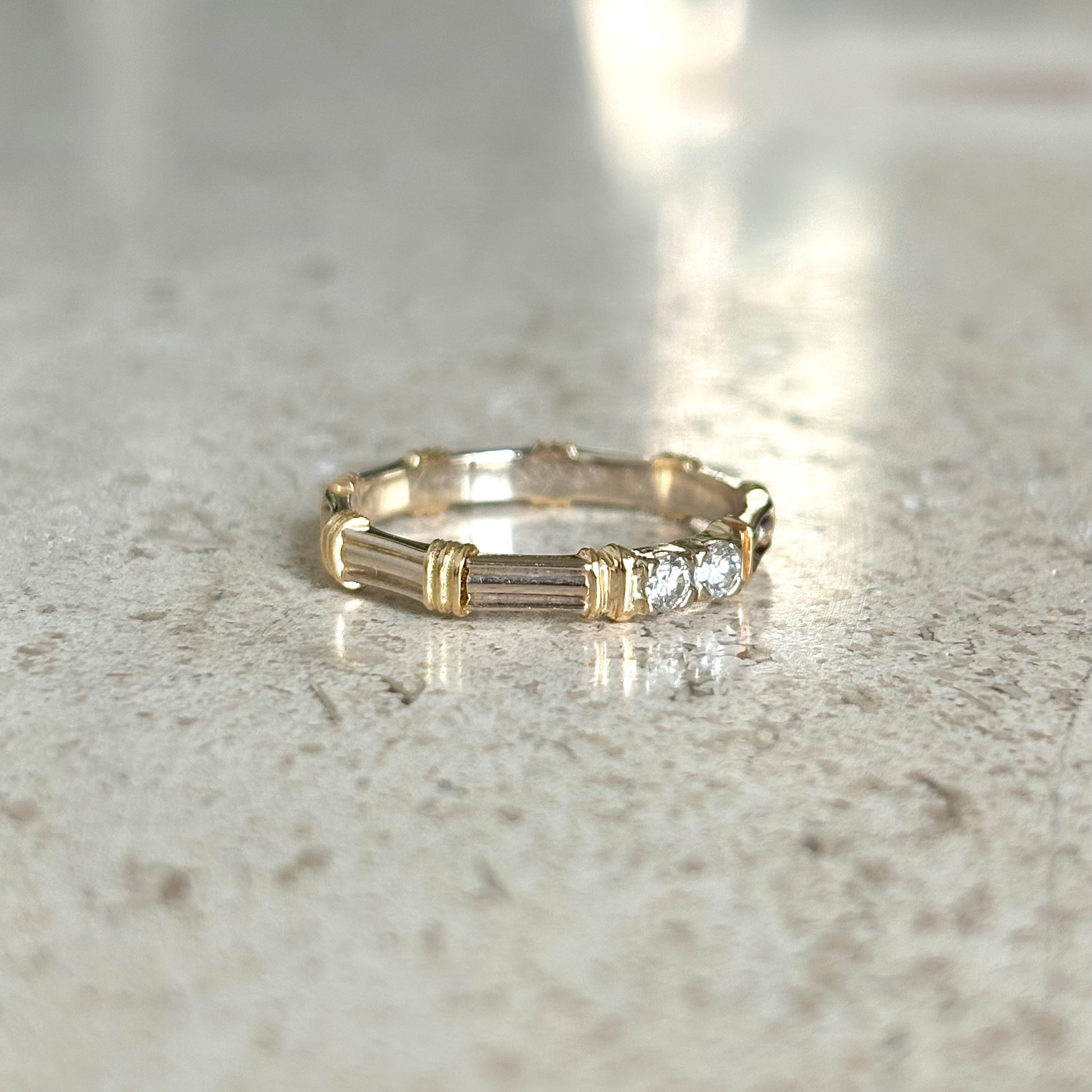 Bague Alliance Bicolore - Or Jaune/Blanc 750 & Diamants