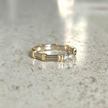 Bague Alliance Bicolore - Or Jaune/Blanc 750 & Diamants