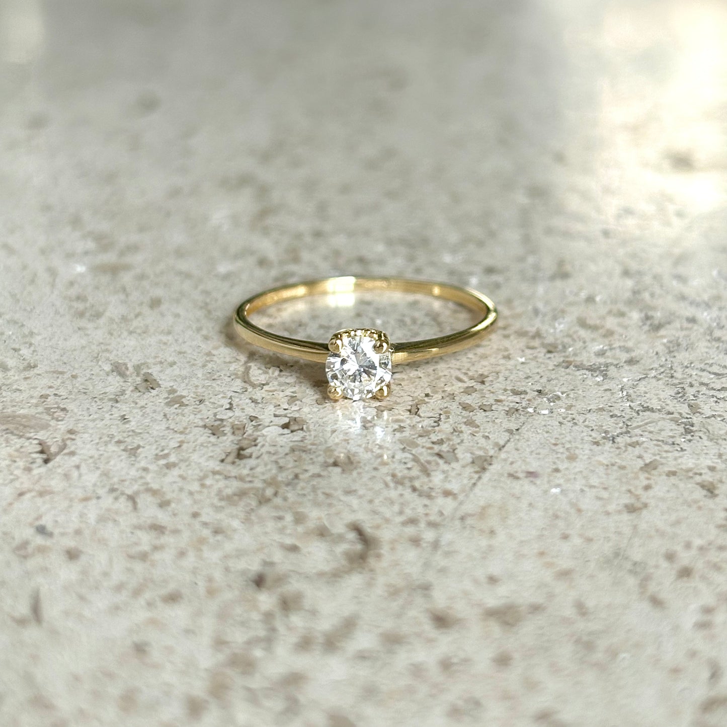 Bague Solitaire - Or Jaune 750 & Diamants