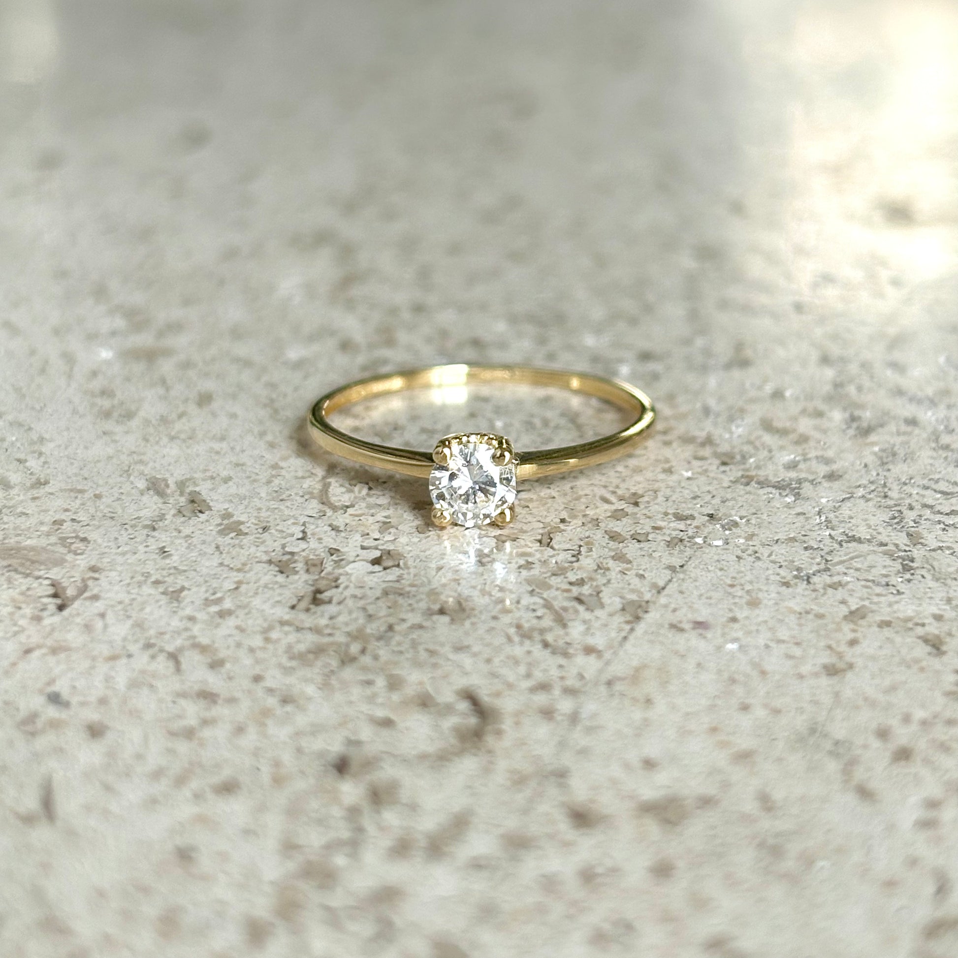 Bague Solitaire - Or Jaune 750 & Diamants