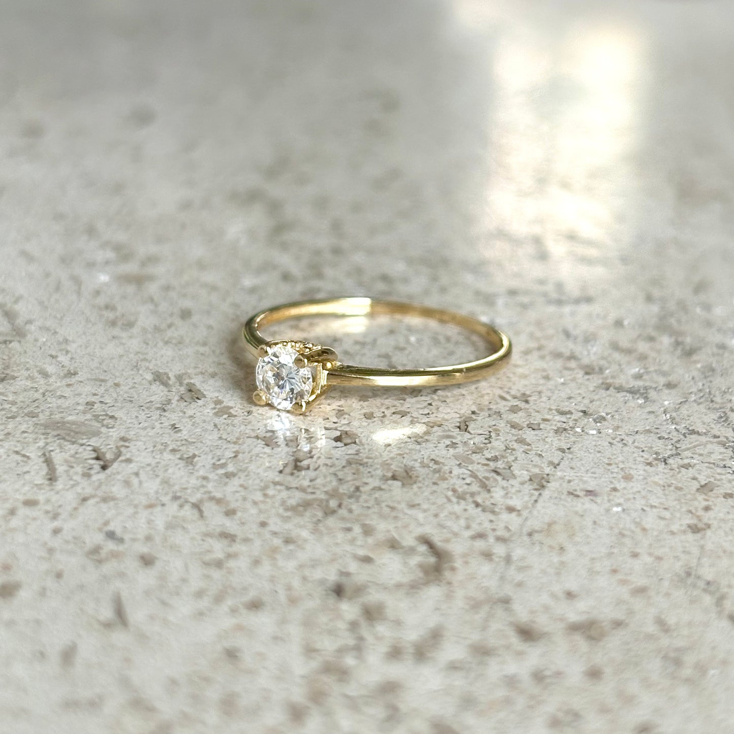 Bague Solitaire - Or Jaune 750 & Diamants