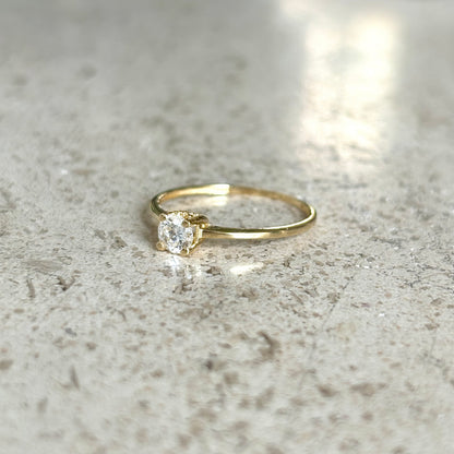 Bague Solitaire - Or Jaune 750 & Diamants