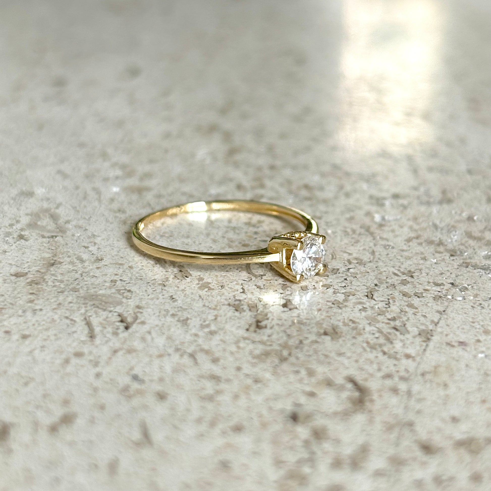 Bague Solitaire - Or Jaune 750 & Diamants