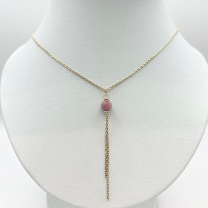 Collier Zunesha - Plaqué Or 750 & Rhodonite Neuf