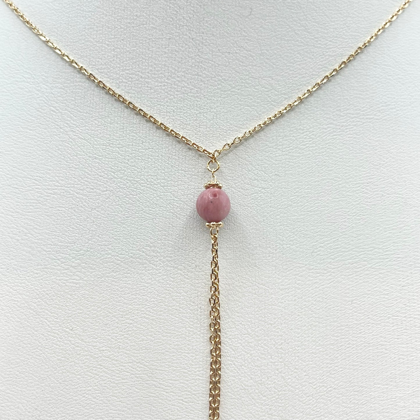 Collier Zunesha - Plaqué Or 750 & Rhodonite Neuf