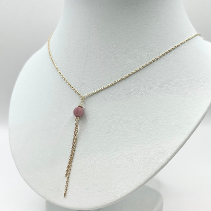 Collier Zunesha - Plaqué Or 750 & Rhodonite Neuf